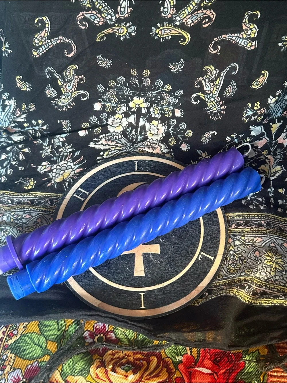 Purple & Blue Spiral Taper Candle Set